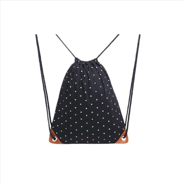 

lightweight round dot canvas drawstring bag string backpack sackpack gym sack bags