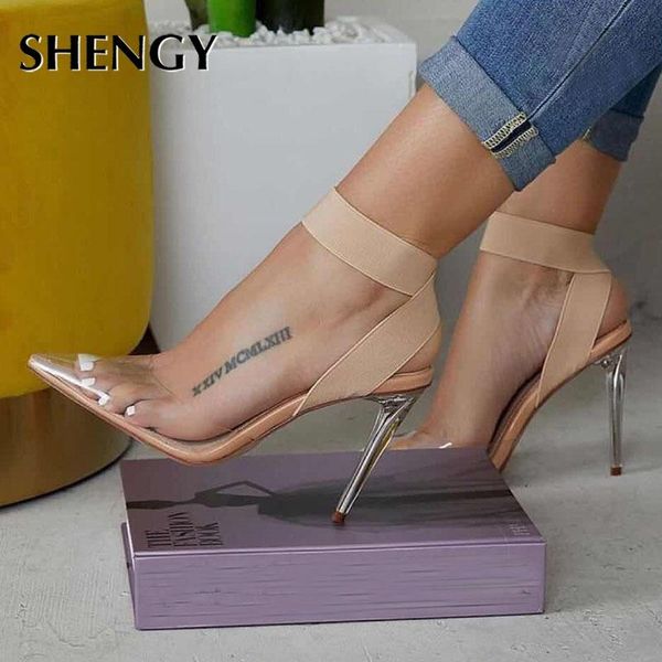 

2021 women thin high heels elastic office transparent sandals party pumps wedding ladies shoes, Black