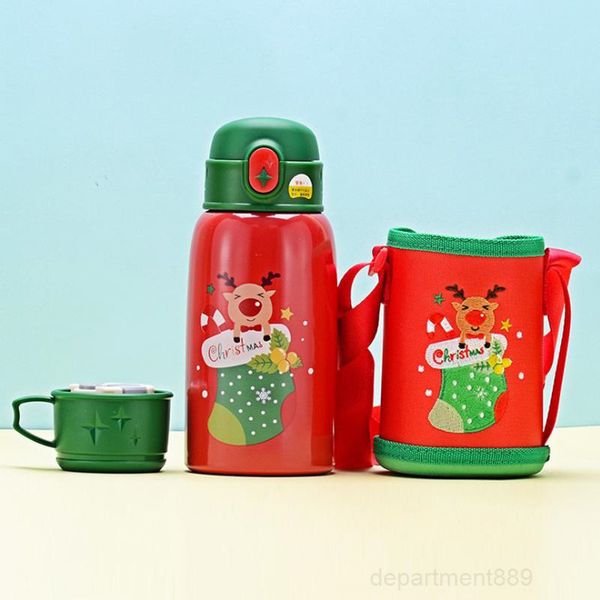 

a-wholesale christmas santa claus elk double wall insulated vacuum flasks drinking stainless steel kids water bottle gwd2366