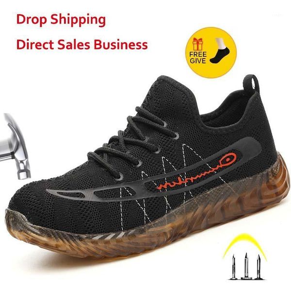 

boots vip drop men's and women outdoor steel toe anti smashing work shoes men puncture proof safety sneakers shoes1, Black