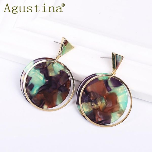 

dangle & chandelier earrings jewelry colorful round big drop for women fashion gold circle geometry statement resin minimal, Silver