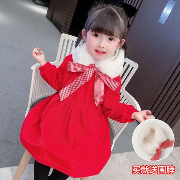 

children's winter pearl girls' new year's 2020 drs, Red;yellow