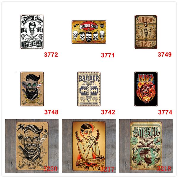 

vintage barber shop metal poster cafe bar pub tin sign plaque retro haircut and shave beard iron plates printing home decor