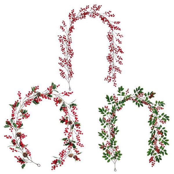 

red berry christmas garland,flexible artificial berry garland for fireplace decoration for winter christmas decor