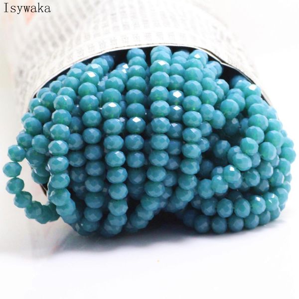 

isywaka solid army green colors 4*6mm 50pcs rondelle austria faceted crystal glass beads loose spacer round beads jewelry making bbystc