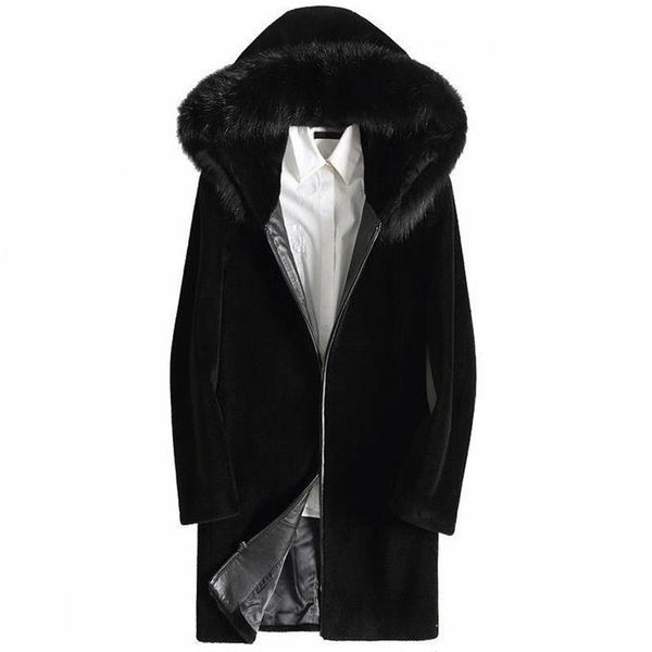 

men's trench coats fur collar coat long jacket, Tan;black