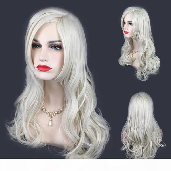

2018 blonde body wavy long wigs with baby hair heat resistant synthetic lace front wigs, Black