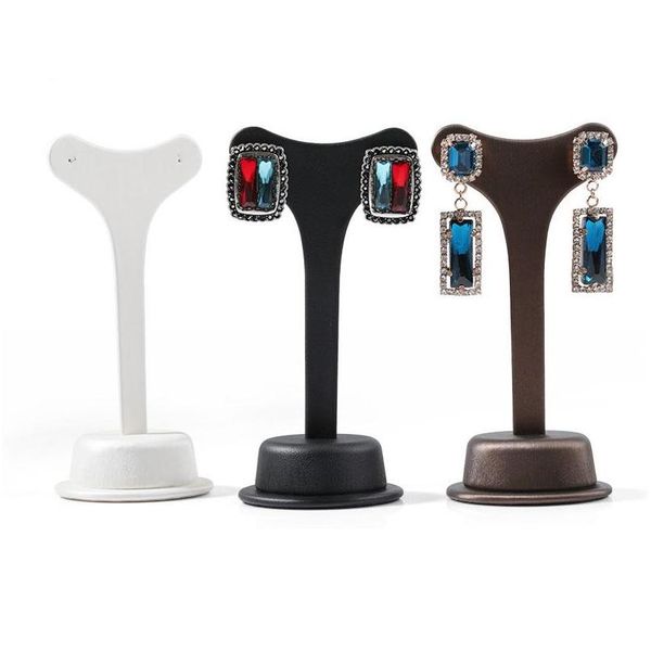

faux leather earring display stand cute jewelry displays stud piercing hoop earrings tree holder for shop showcase vjcco, Black