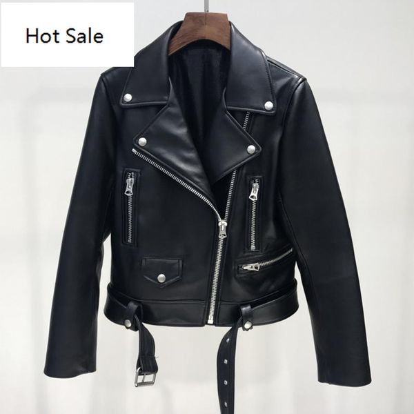 

new autumn women pu leather jacket woman zipper belt short coat female black punk bomber faux leather outwear