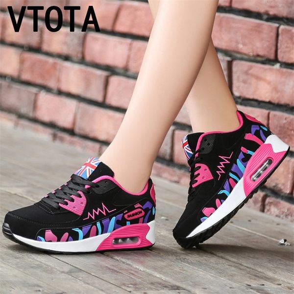 

vtota platform wedge sneakers lace-up vulcanized shoes ladies casual shoes breathable new single designer shoes zapato de mujer y200424, Black