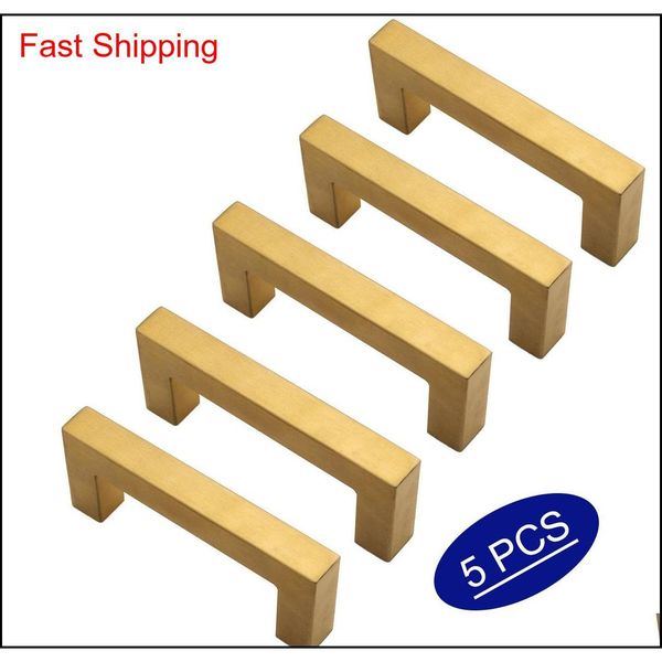 

cabinet hardware gold drawer pulls 3 inch (76mm) hole spacing brushed brass modern square tube kitchen cupboard door qyluko bdenet