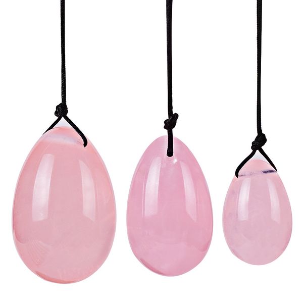 Natural Cristal Rosa Quartzo Yoni Ovos para Mulher Vagina Massagem Cura Cristal Potência Natural Pedra Yoni Ovo Sexo