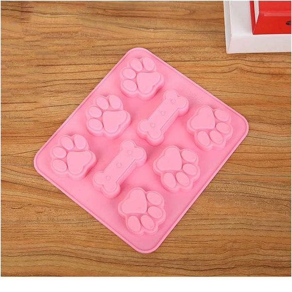 

1pcs 2 in 1 diy baking tools pink cake mold kitchen supplies dog bone mould dog footprint sh qylvbu