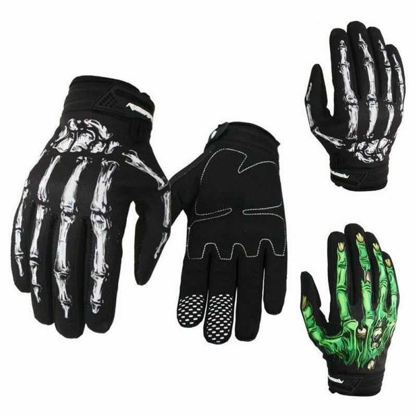 Guanti da ciclismo da uomo all'aperto Bike Motorcycle Skull Bone Skeleton Goth Full Finger Guanti da equitazione Uomo Attrezzatura da ciclismo H1022