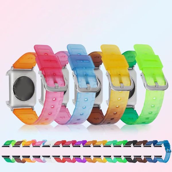 Durchscheinendes Farbverlaufsarmband für Apple Watch Band 44 mm 42 mm 40 mm 38 mm Fashion Wirstband Iwatch Series 6 5 4 SE Uhrenarmbänder Smart Accessories