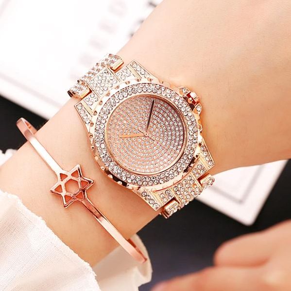 

wristwatches women stainless steel full diamond wrist watches casual luxury ladies bling quartz gift clock relogio feminino, Slivery;brown