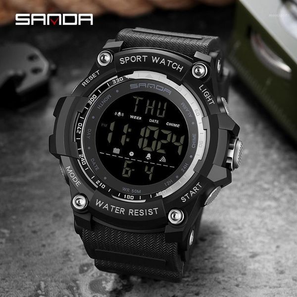 

men's sports watch waterproof electronic digital clocks gentleman fitness wristwatches male army military, Slivery;brown