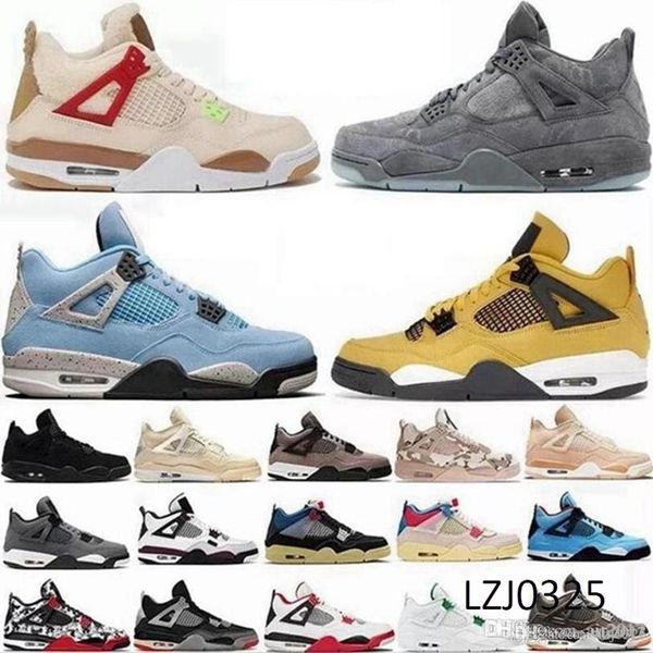 

the new 2022 jumpman university blue reds 4s mens basketball shoes sneakers fire red thunder oreo sandals cat shimmer white cement men women, Black