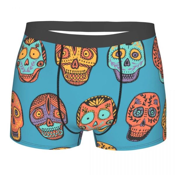 

underpants underwear men boxers mexican skull pattern (1) boxer male panties boxershorts homme, Black;white