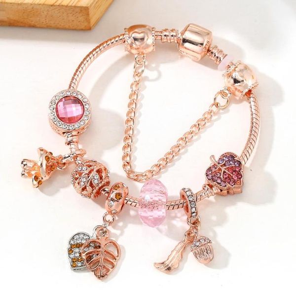 

charm bracelets yexcodes style rose gold rhinestone mushroom women brand bracelet suitable for lady party jewelry gift, Golden;silver