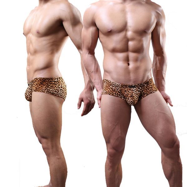 

New Sexy Men Leopard U Pouch Low Rise Waist G-Strings Breathable Thongs Underwear Penis Pouch Gay Lingerie Gay Wear FX1007