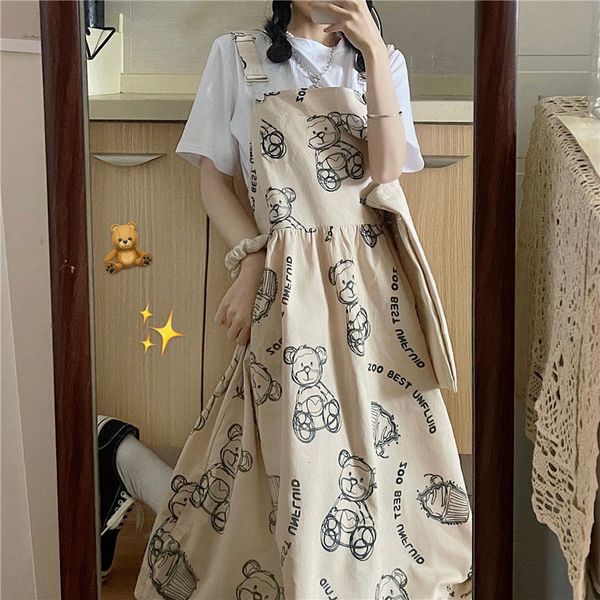 

casual dresses summer women kawaii bear workwear strap suit female short-sleeved shirt preppy style vintage harajuku g27t, Black;gray