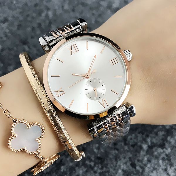Mode Marke Uhren Frauen Mädchen Stil Metall Stahl Band Quarz Mit Logo Armbanduhr AR 11