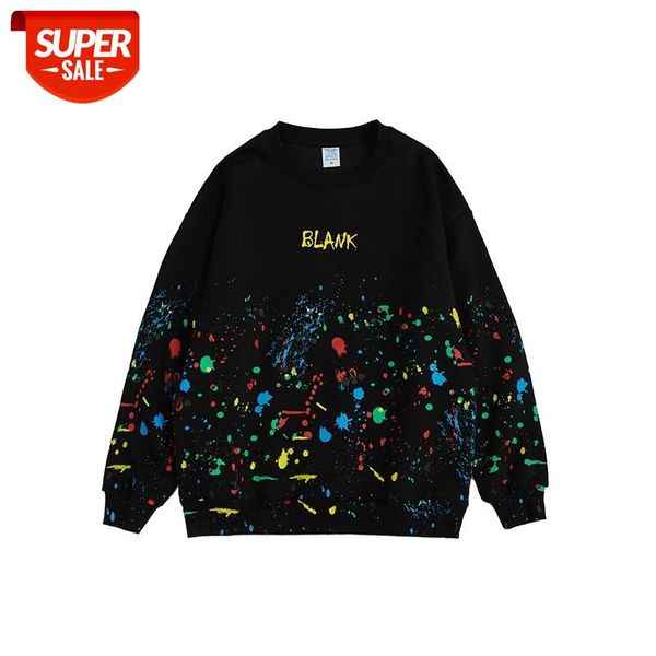 

seveyfan 2021 men's hip hop sweatshirts fashion painted hoodies pure cotton loose sport pullover for couples #qv5w, Black