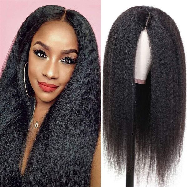 Yaki reto rendas sintéticas dianteiras dianteira simulação cabelo humano lacefront frontal perucas 65cm / 25,5 polegadas fy867385