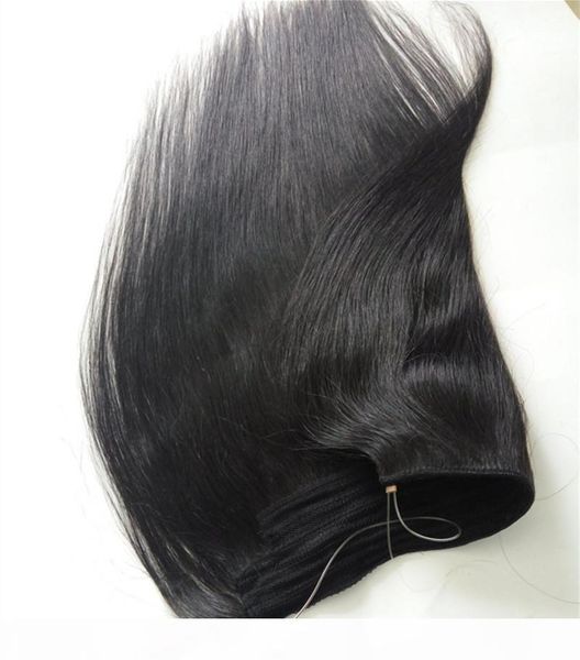 

new arrival indian human hair no clips halo flip in hair extensions, Black