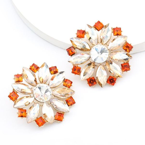 

dangle & chandelier european and american net red alloy inlaid crystal round beautiful white flowers birthday party earrings wholesale, Silver