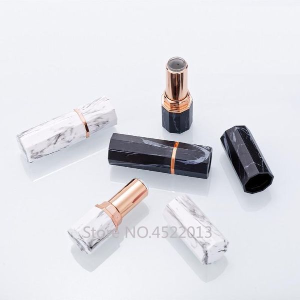

storage bottles & jars 10/30/50pcs black white marble octagonal cylinder empty refillable lipstick tube 12.1mm shell packaging cosmetics