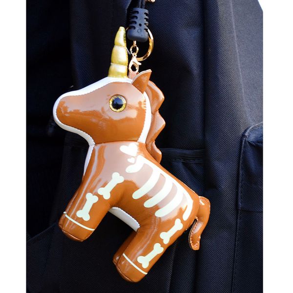 

16cm night reflective unicorn keychain fashion cute toy animal keychains men car women bag pendant keyring jewelry gift, Slivery;golden