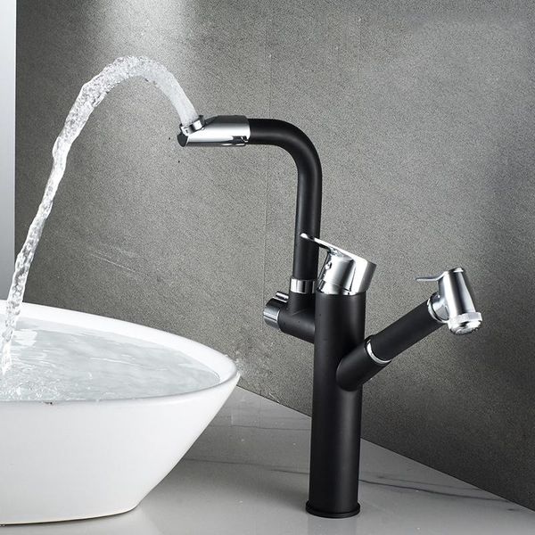 

kitchen faucet sink mixer taps 360 degrees rotating spout with 2 hoses pull out basin faucet
