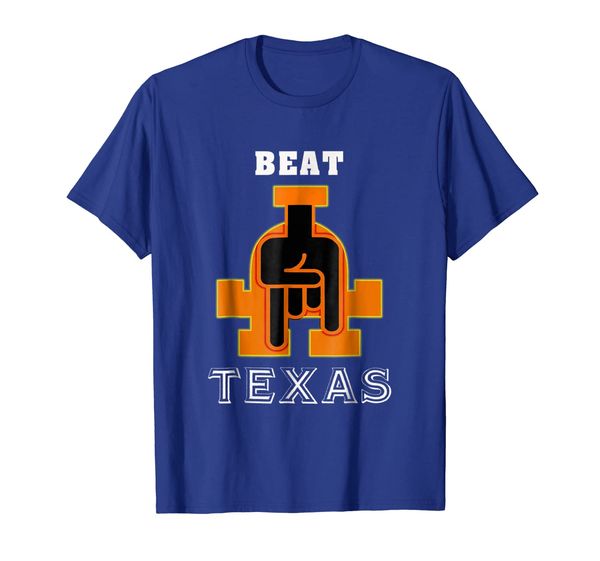 

Beat Texas Funny Horns Upside Down Shirt Longhorns, White;black