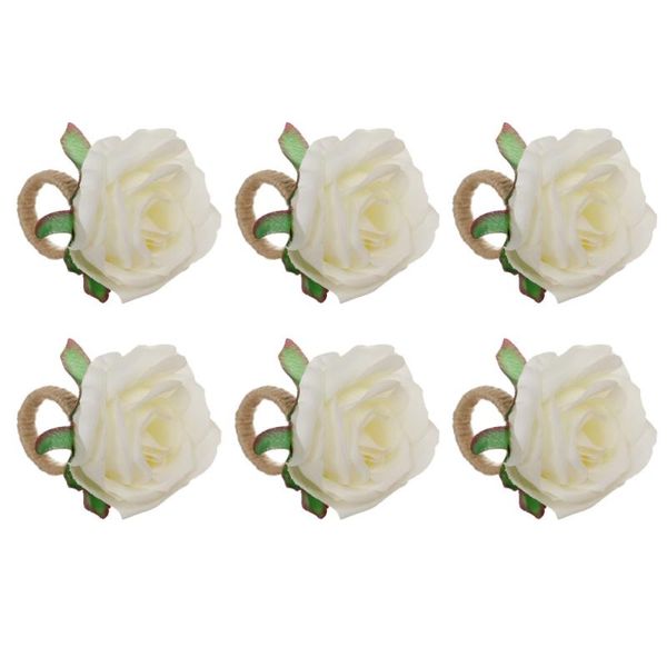 

napkin rings decoration holder flower 6 pcs artificial for wedding thanksgiving european style dining-table accessories white