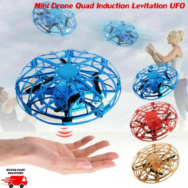 

smart home control mini drone quad induction levitation ufo led light usb charging kids gift toy