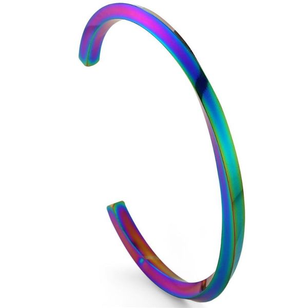 

bangle colorful couple bracelet cute luxury rose gold color stainless steel bangles for woman or men trendy jewelry fashion gift, Black