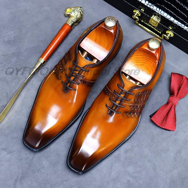 

black business shoes men oxford genuine cow leather pointed toe fashion outdoor lace up carved office wedding shoes