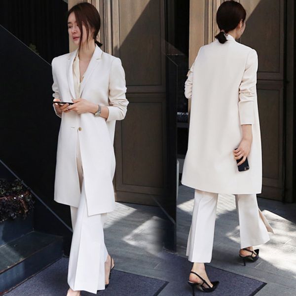 

new woman elongate single-breasted long-sleeved jacket fashion casual business professional suit xnzk, White;black