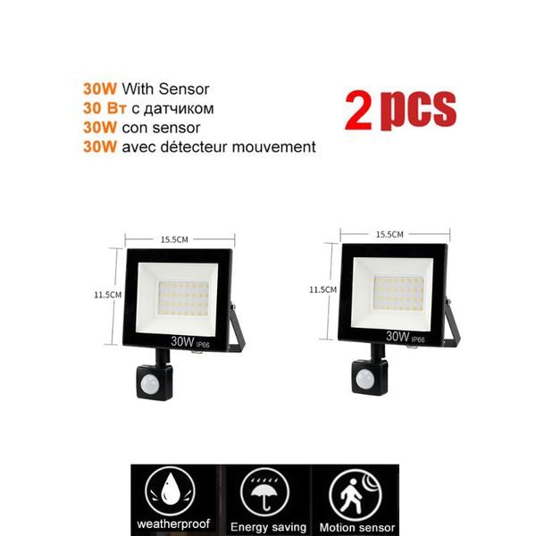 

floodlights 1-2pcs 220v 10-100w led floodlight spotlight exterior street wall reflector lamp human body induction light dimmable garden