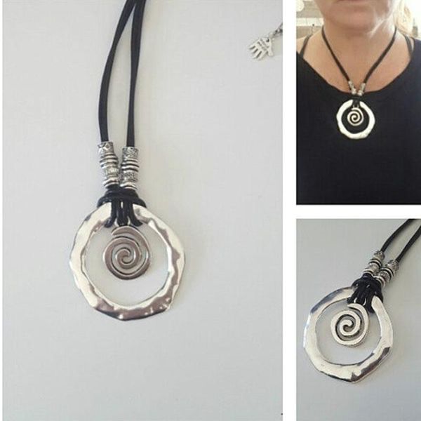 

chokers endless ring spiral leather necklace woman gift love choker, Golden;silver