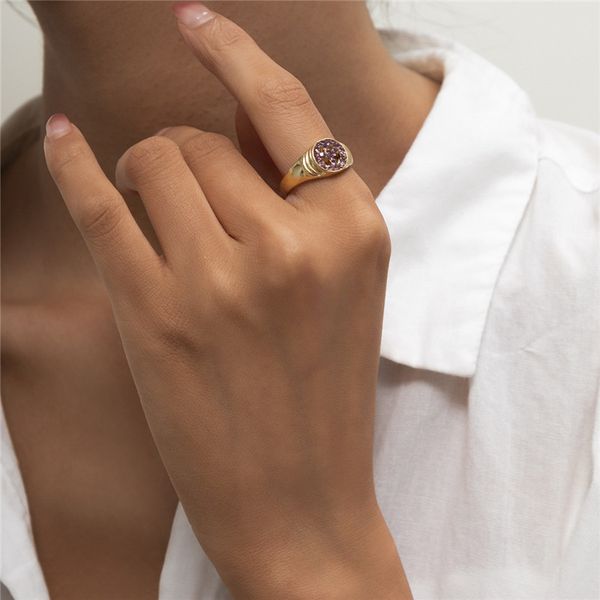 

geometric hollow out rhinestone rings women business party alloy finger ring european punk hip hop crystal gold hand jewelry accessories who, Golden;silver