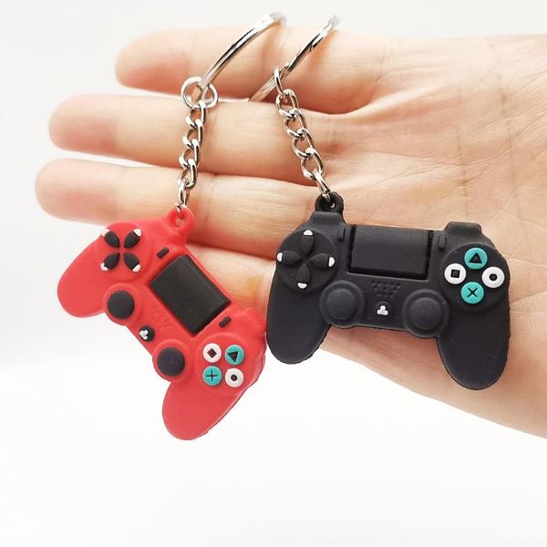 

keychains men's simple video game handle keychain couple joystick machine keyring for boyfriend key holder trinket gift wholesale, Silver