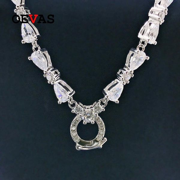

chains oevas 100% 925 sterling silver full high carbon diamond necklace for women sparkling wedding party fine jewelry wholesale