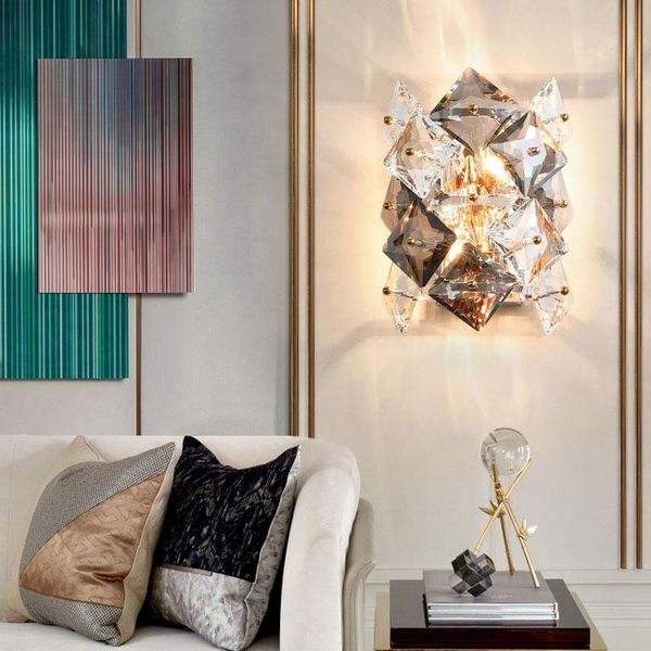 

new modern led crystal wall lamp indoor home decor wall sconce living room bedroom bedside corridor lamp lights