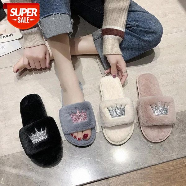 

puimentiua women fur slippers winter slippers warm shoes big size home slipper plush women indoor warm fluffy cotton shoes #8g4z, Black