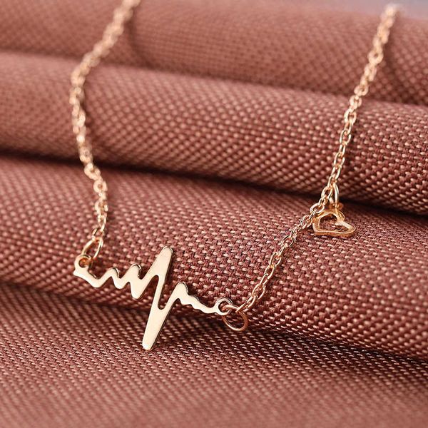 

a1806635 fashion jewelry new simple popular ecg necklace collarbone chain sweater chain, Silver