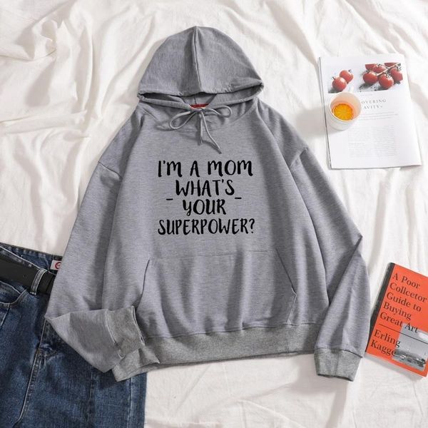 

women's hoodies & sweatshirts i'm a mom what's your superpower letter print long sleeve women autumn sweatershirt casual pul, Black
