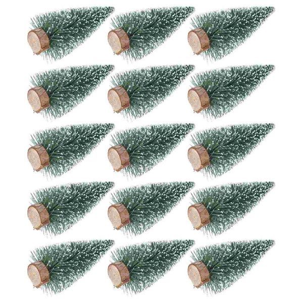 

christmas decorations 15pcs mini trees decor wooden bottom table adorn